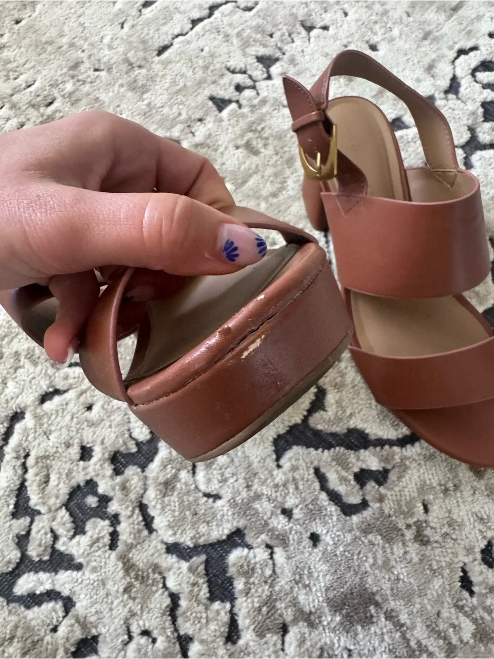 AEROSOLES Cognac Platform Block Heel Sandals